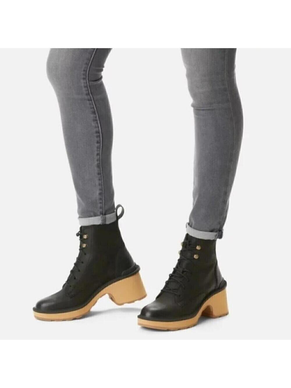 Sorel Womens 7.5 Boots Black Leather Waterproof Lace Up NEW IN BOX